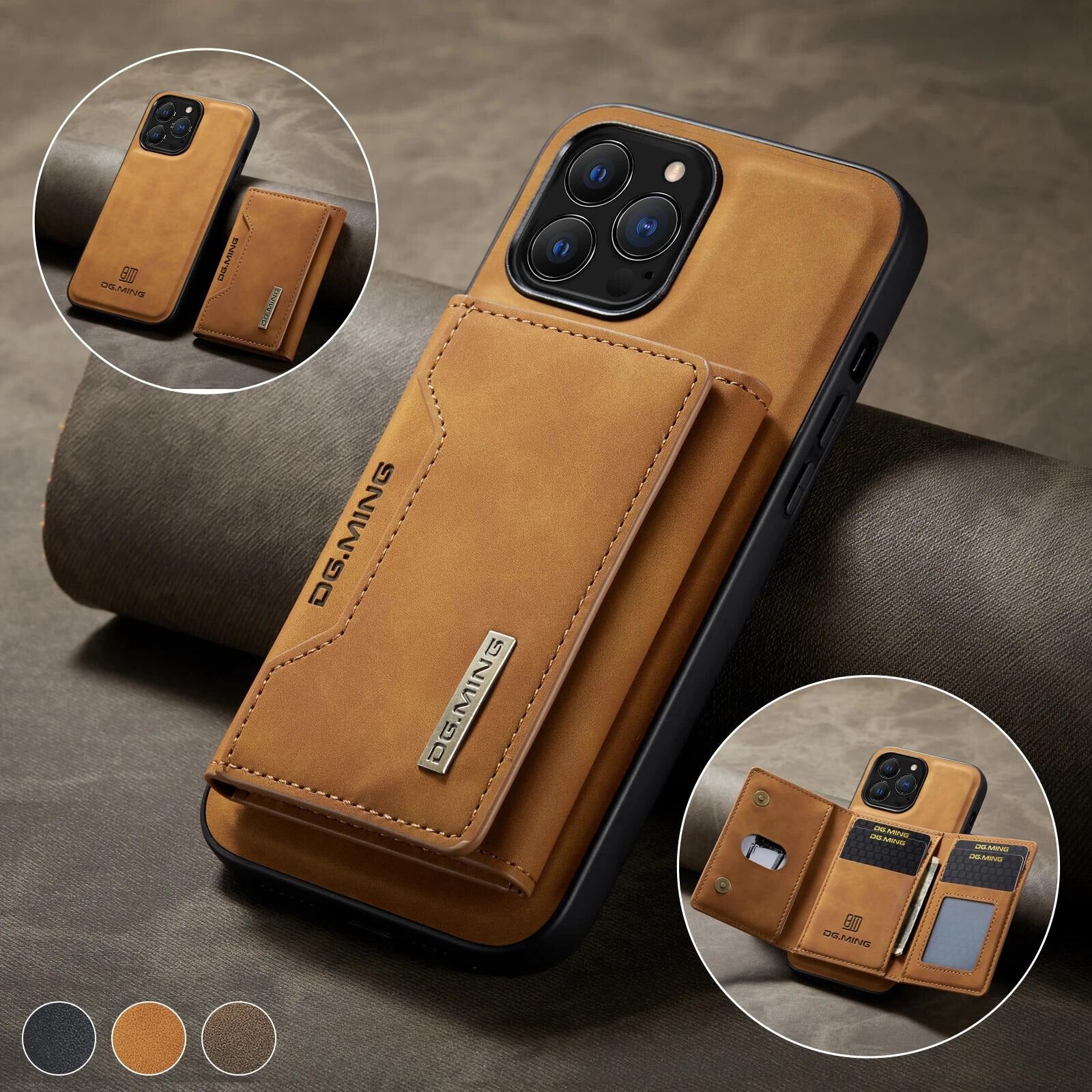 2 In 1 Detachable Magnetic Leather Case for iPhone 15 14 Pro Max 13ProMax